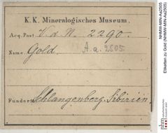 Etiketten zu Gold (NHMW-MIN-Aa2505)